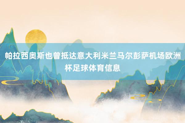 帕拉西奥斯也曾抵达意大利米兰马尔彭萨机场欧洲杯足球体育信息